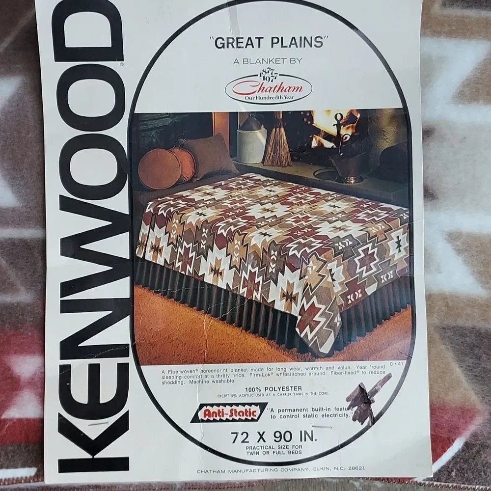 Vintage Chatham Kenwood Great Plains Blanket 72×90